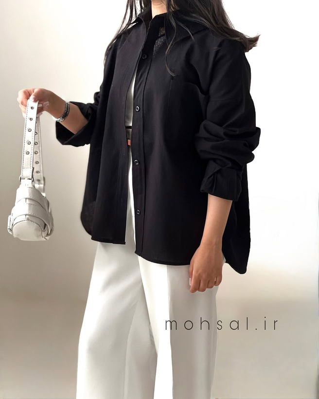 شومیز لینن مشکی تابستانی زنانه